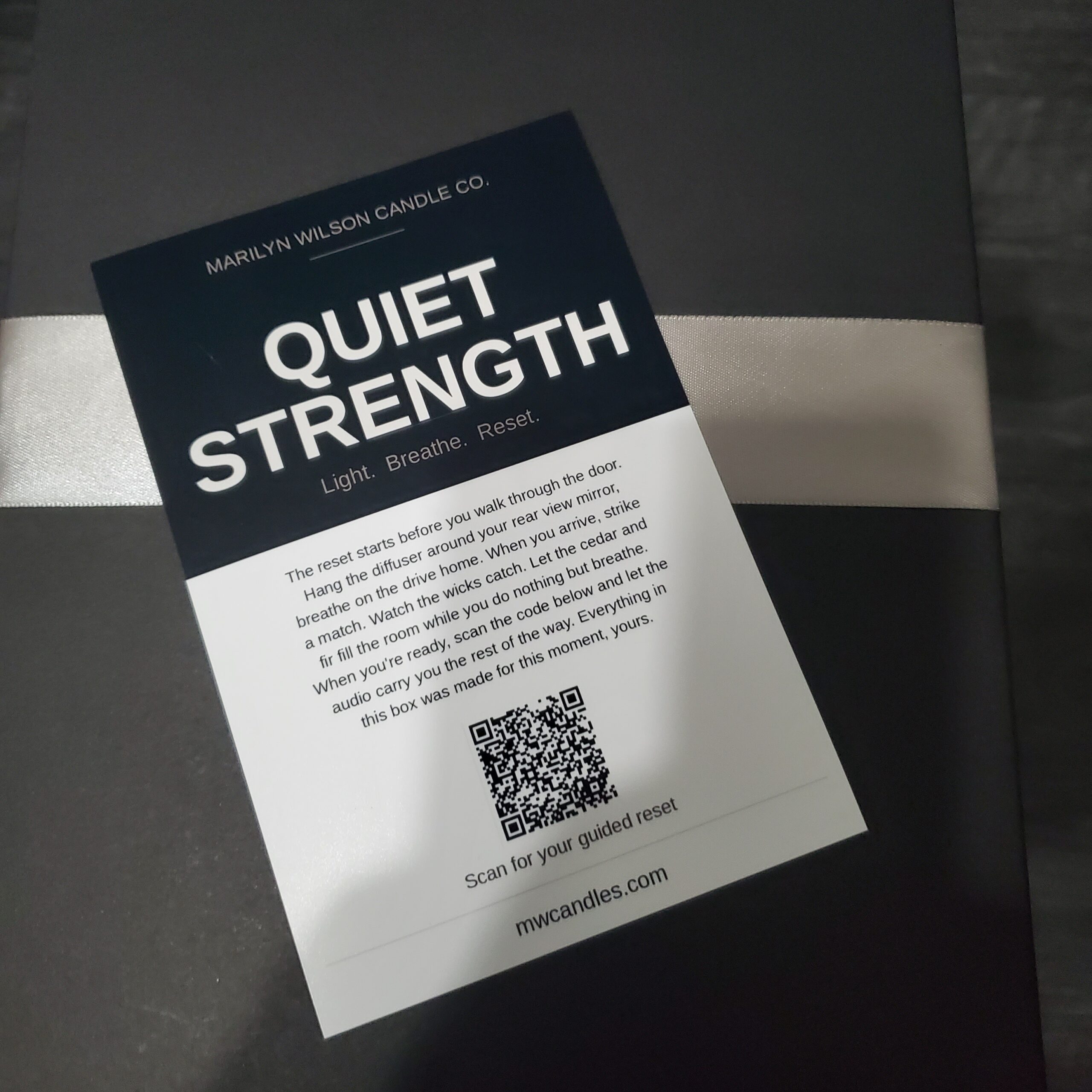 Quiet Strength Father's Day Reset Kit, luxury men's wellness gift set with handcrafted concrete candle, roll-on, car diffuser, wax melts, and black tip matches